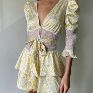 For love & lemons floral yellow robe